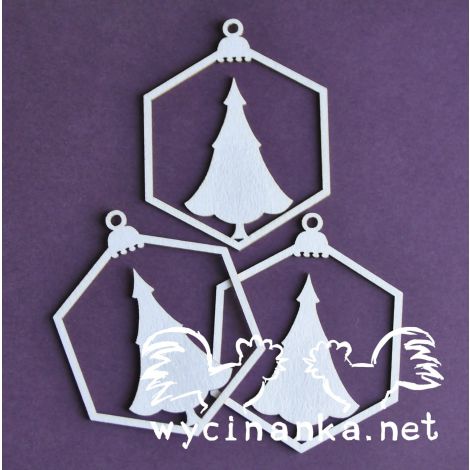 Tekturka Wycinanka Alternative for Christmas - Bombki #2 Choinka w środku, 3szt